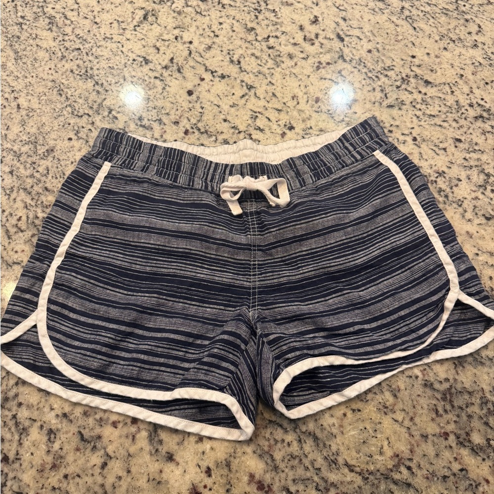 Athleta Navy and White Striped Athletic Shorts